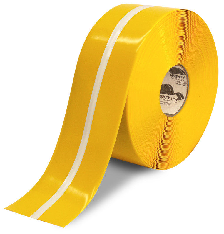 4" Yellow Floor Tape w/ Glow In The Dark Center Line
