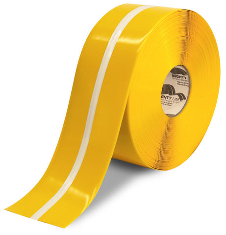 4" Yellow Floor Tape w/ Glow In The Dark Center Line