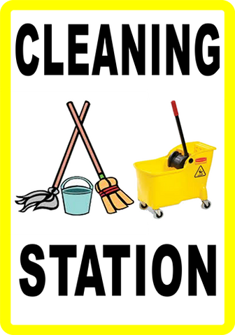 Cleaning Station Floor Sign
