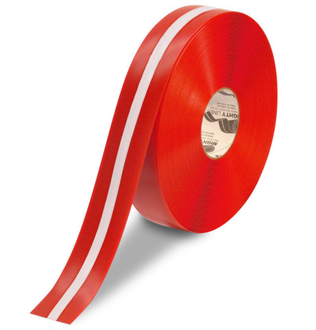 Red 2 Inch Floor Tape w/ White Center Line - Mighty Line