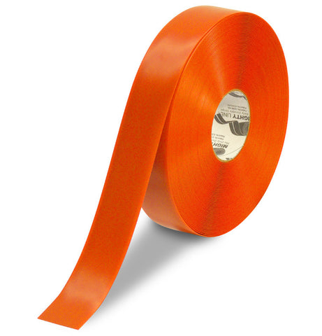 CUSTOMIZED - 2" ORANGE Solid Color Repeating Message Tape - 100'  Roll