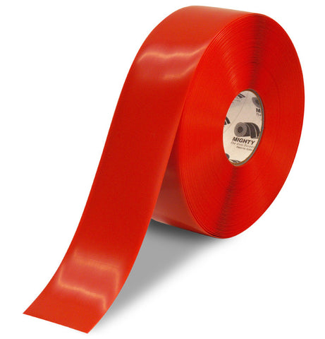 CUSTOMIZED - 3" Red Solid Color Repeating Message Tape - 100'  Roll