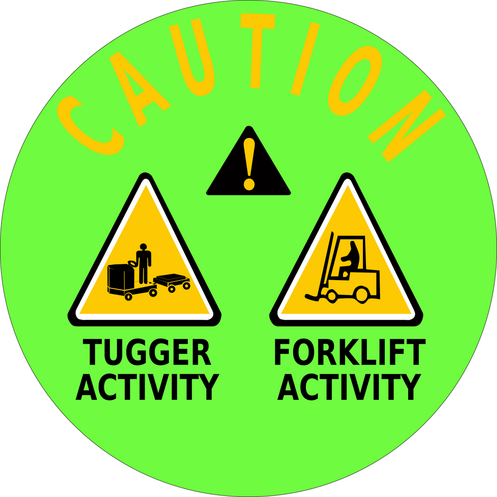 Caution Tugger/Forklift Activity Floor Sign