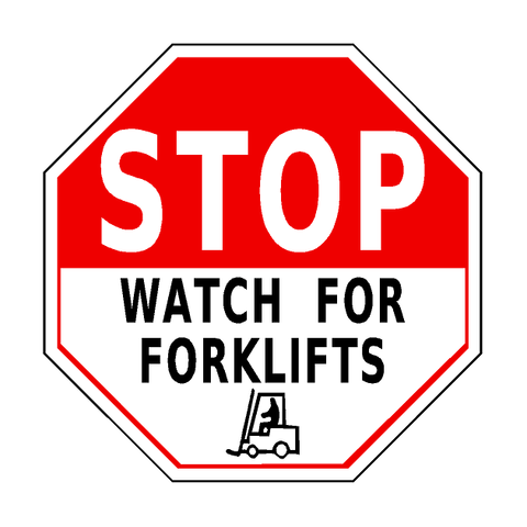 Stop Watch for Forklifts Floor Sign