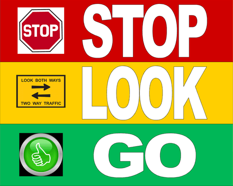 Stop Look Go Floor Sign
