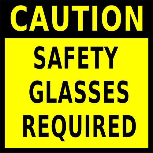 Caution Safety Glasses Required Floor Sign