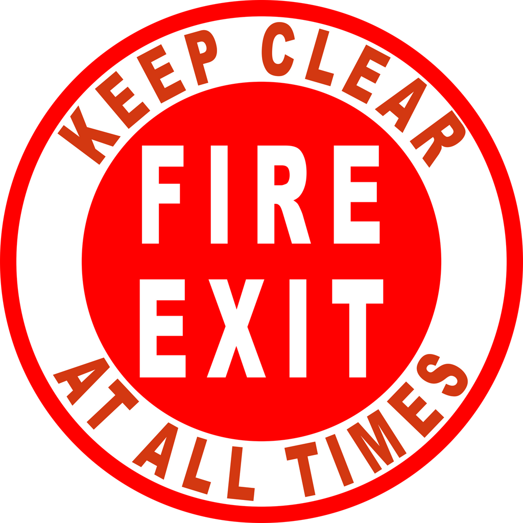 Fire Exit Keep Clear At All Times Floor Sign