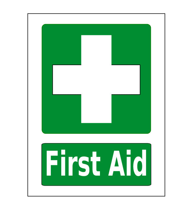 24" First Aid Station Floor Sign Green