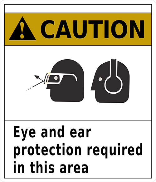 Caution Eye and Ear Protection Required In This Area Floor Sign