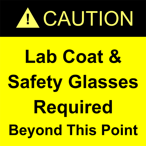 Caution Lab Coat & Safety Glasses Required Floor Sign
