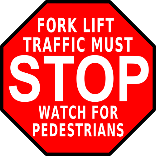 Fork Lift Traffic Must Stop Floor Sign