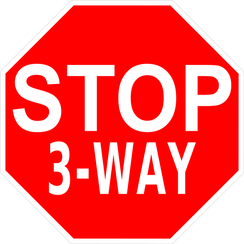 Stop 3-Way Floor Sign